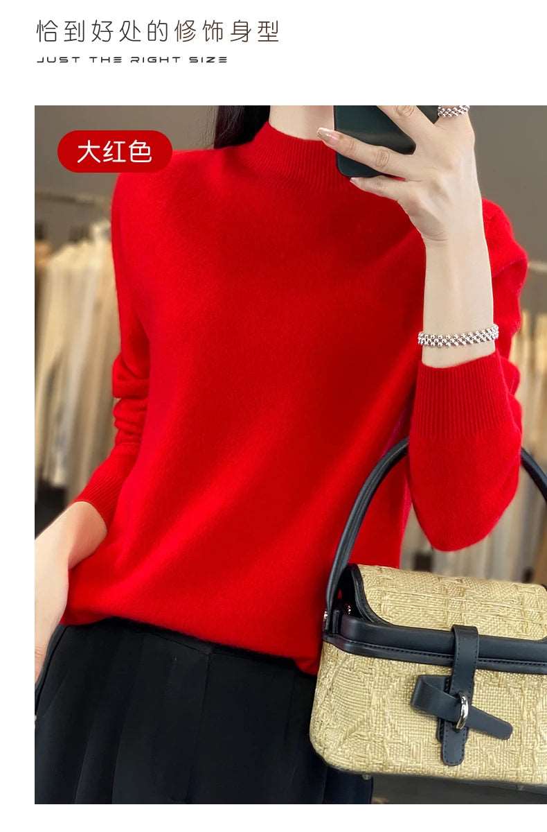 100% Merino Wool Sweater Women Knitwear