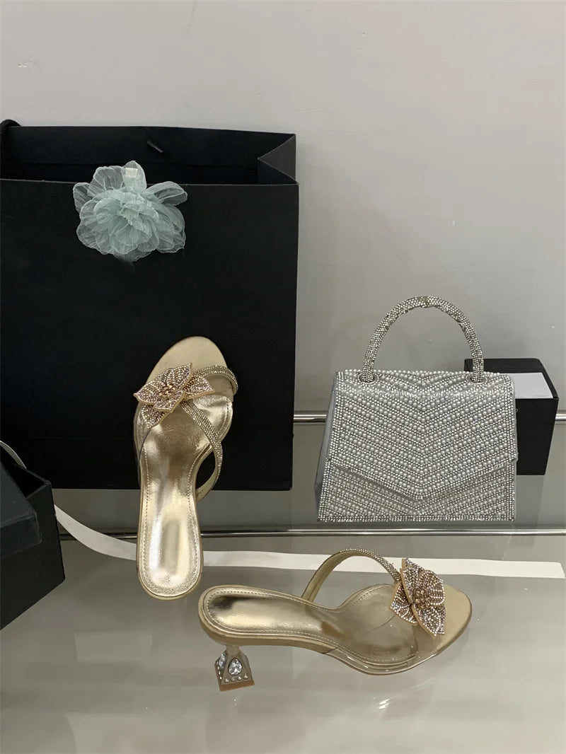 Fashion Rhinestone Flower high heel Sandals