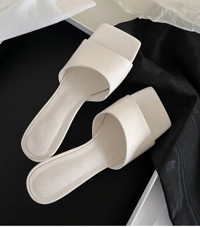 Wedges Heel Square Toe Slip On Sandals