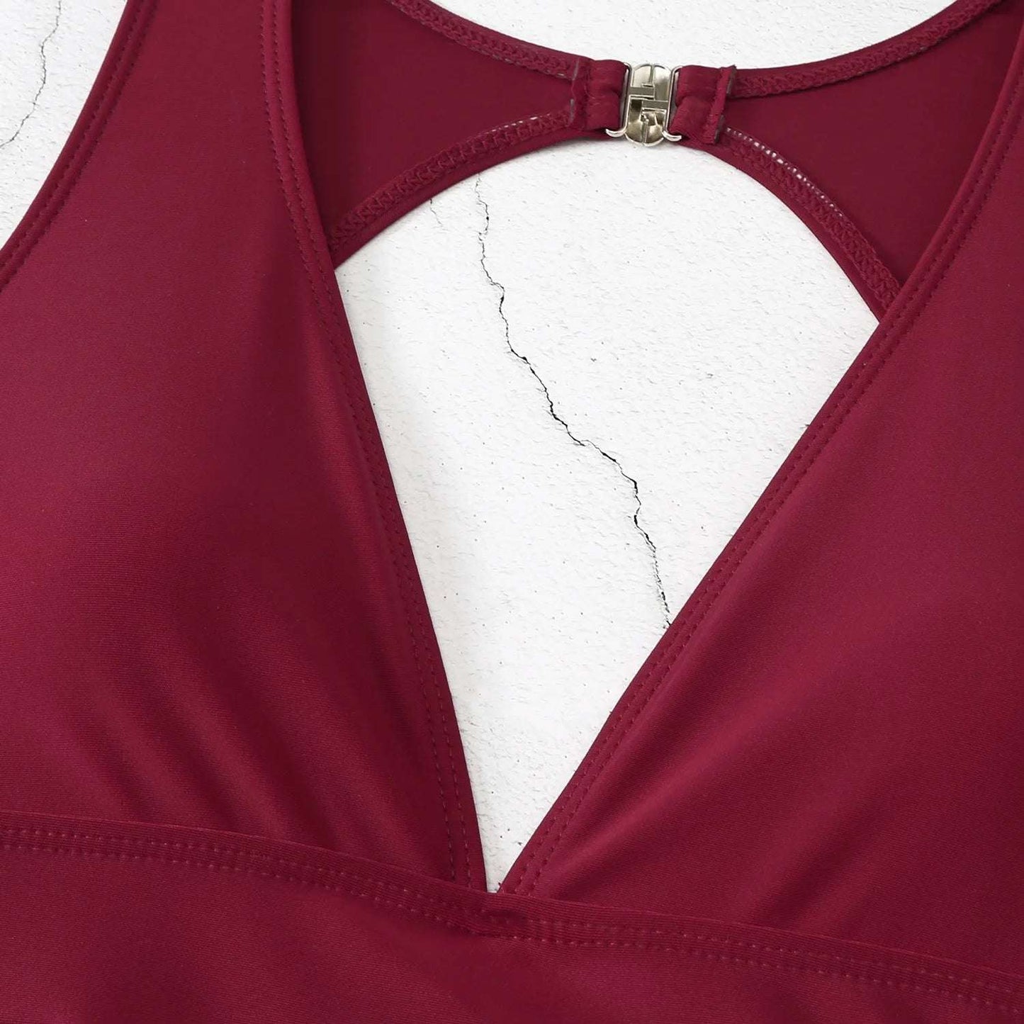 Ruffle plunge One Piece skirt dress Swimsuit