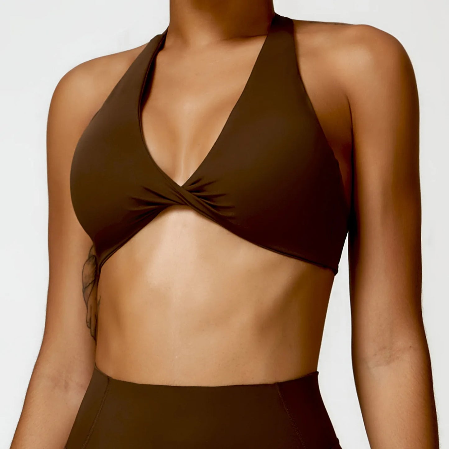 Push-up Gym Workout Sports Bra Huacha Brown