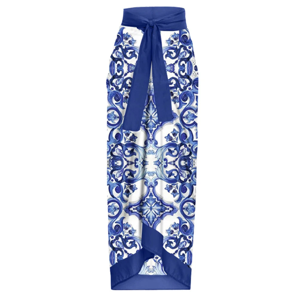 Women Print one piece Swimsuit and skirt 2316skirt