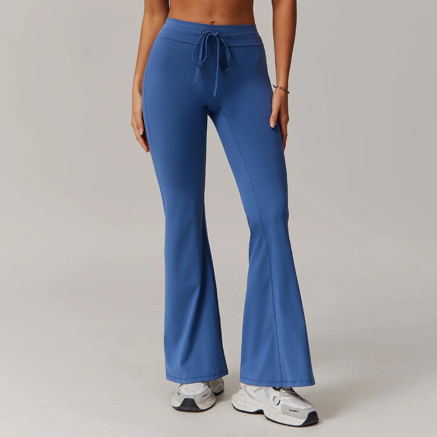 Wide Leg Bell-bottoms drawstring Sports Leggings Night sky blue