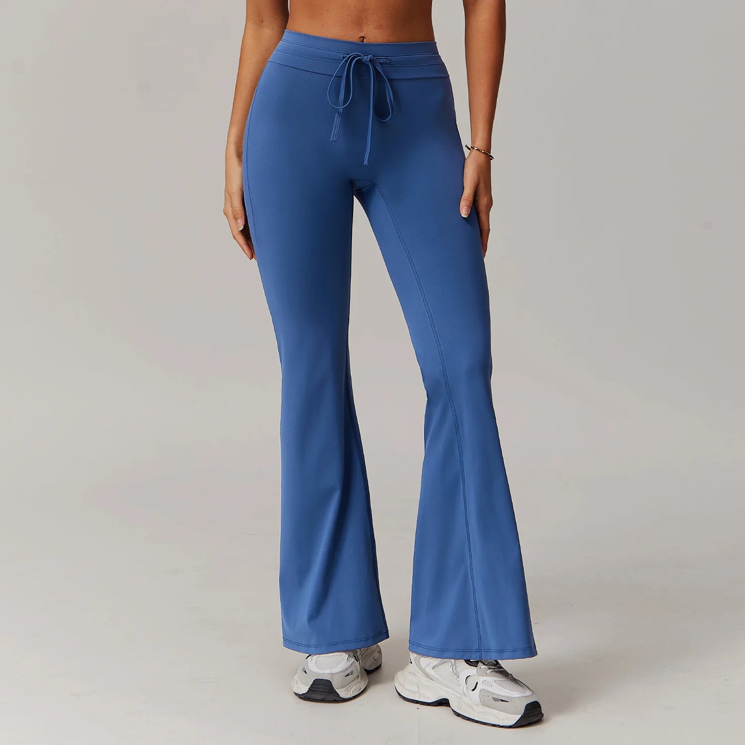 Wide Leg Bell-bottoms drawstring Sports Leggings Night sky blue