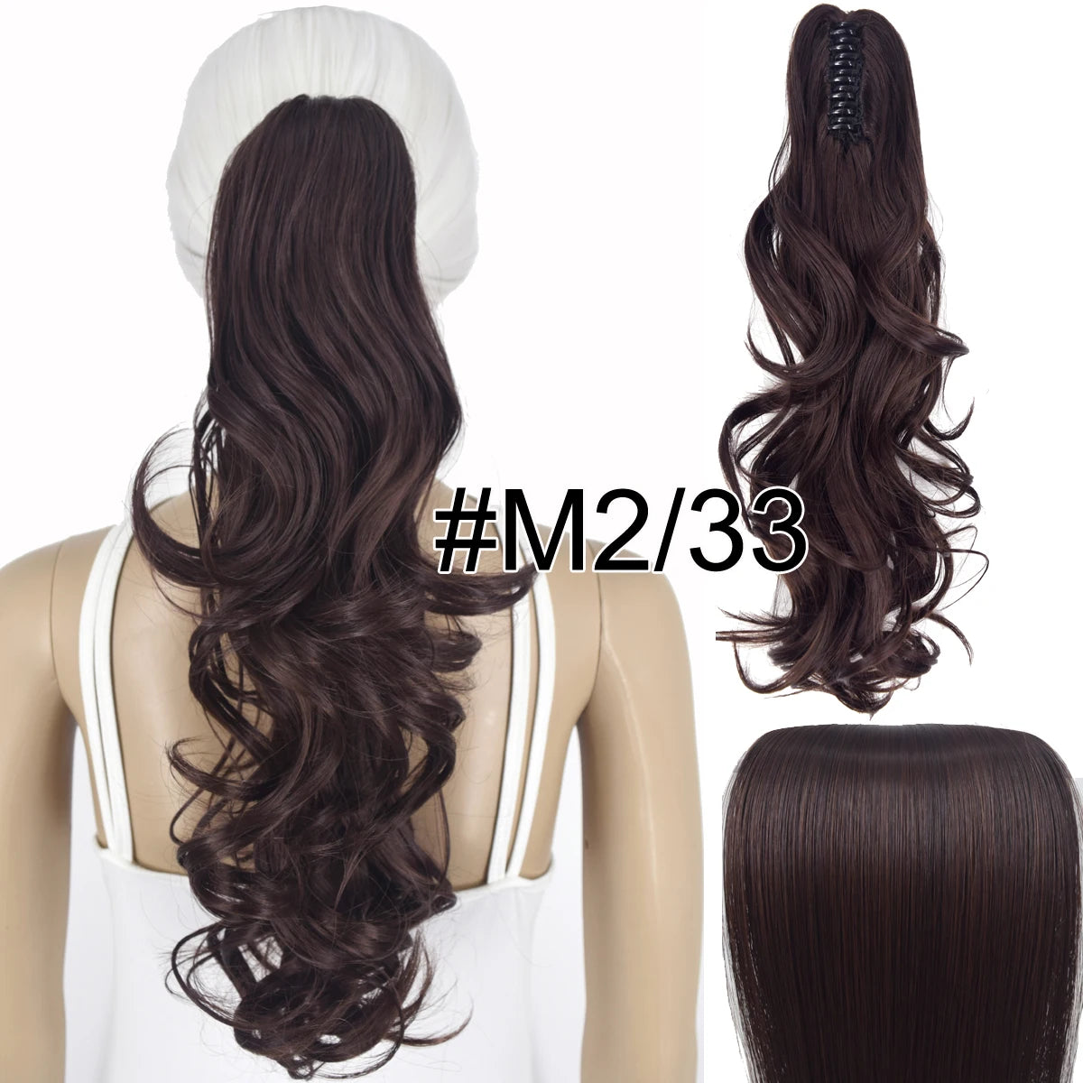 Synthetic Hair Heat Resistant 140gr Wavy Claw Clip in Ponytail hair extensions M2-33 Wavy 18inches