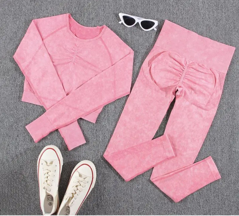 2 piece Gym Workout Yoga seamless high waist Set