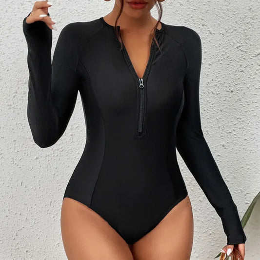 Black Long Sleeve Swimwear