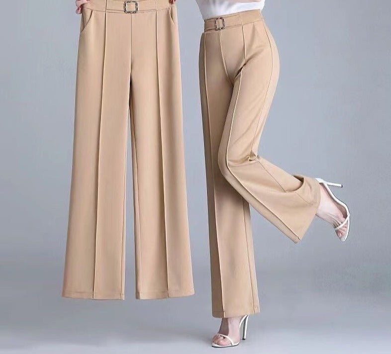Summer High Waist Pockets All Match Wide Leg Pants