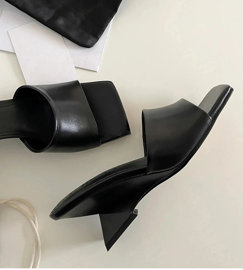 Wedges Heel Square Toe Slip On Sandals