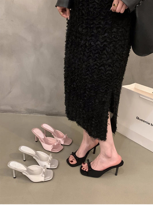 Bow-knot Kitten Heel Open Toe Sandals