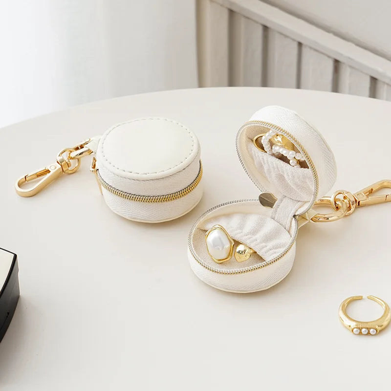 Portable Mini Round travel Jewelry Box