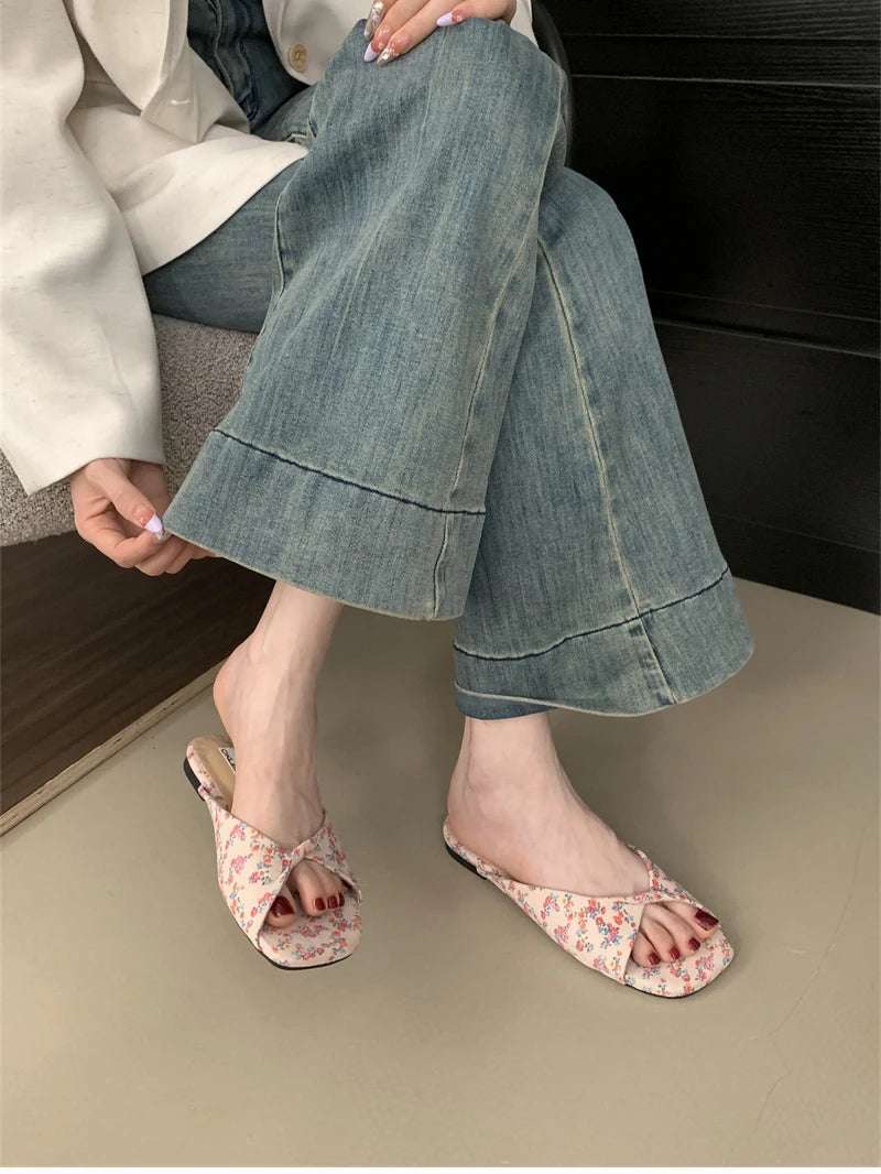 Open Toe pastel Color flat Sandals