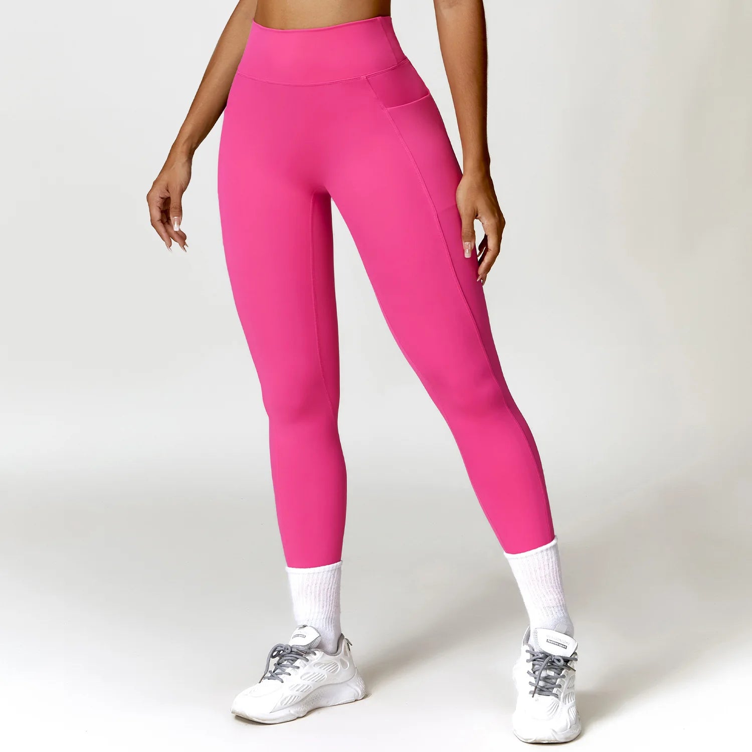 High Waist Push Up Scrunch Butt Quick Drying Fitness Leggings Rose red