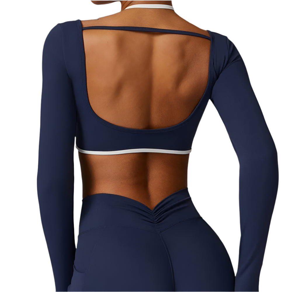 Long Sleeve open back Yoga Workout Fitness Top