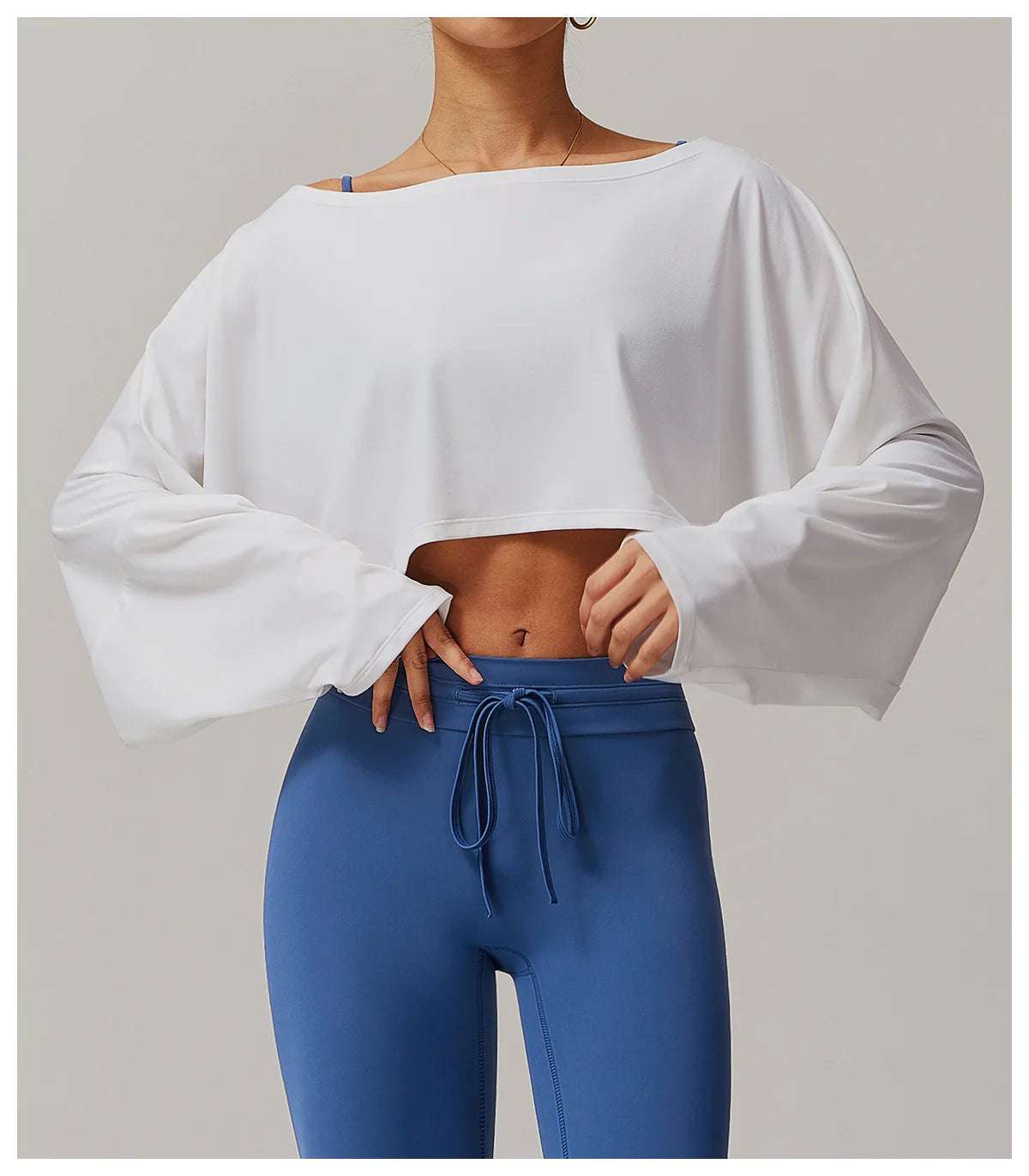 Long Sleeve off Shoulder Bat Sleeve Gym Yoga top
