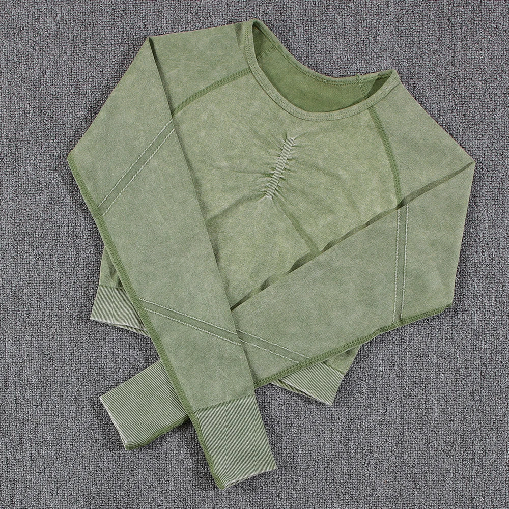 2 piece Gym Workout Yoga seamless high waist Set green top