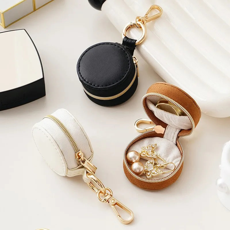 Portable Mini Round travel Jewelry Box