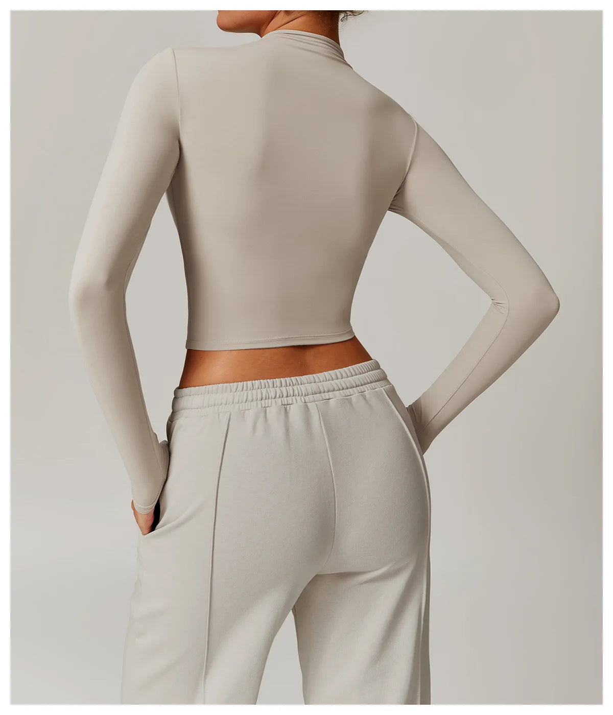 High Neck Long Sleeve Fitness Gym Sports Top