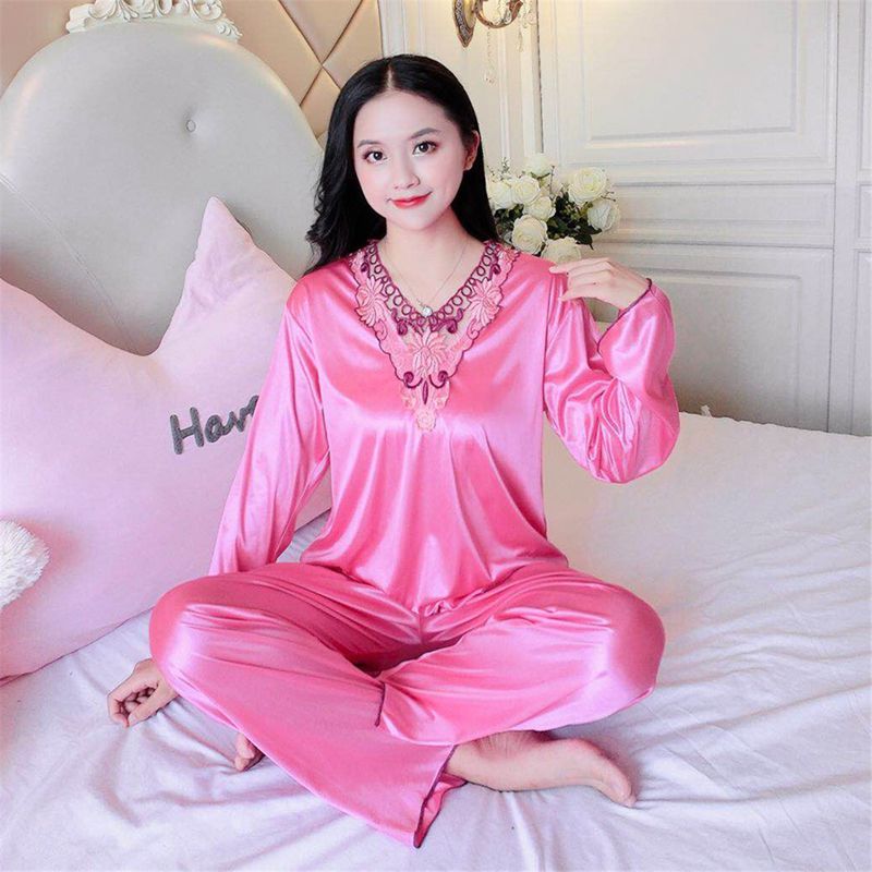 New Plus Size Satin Pajamas Set