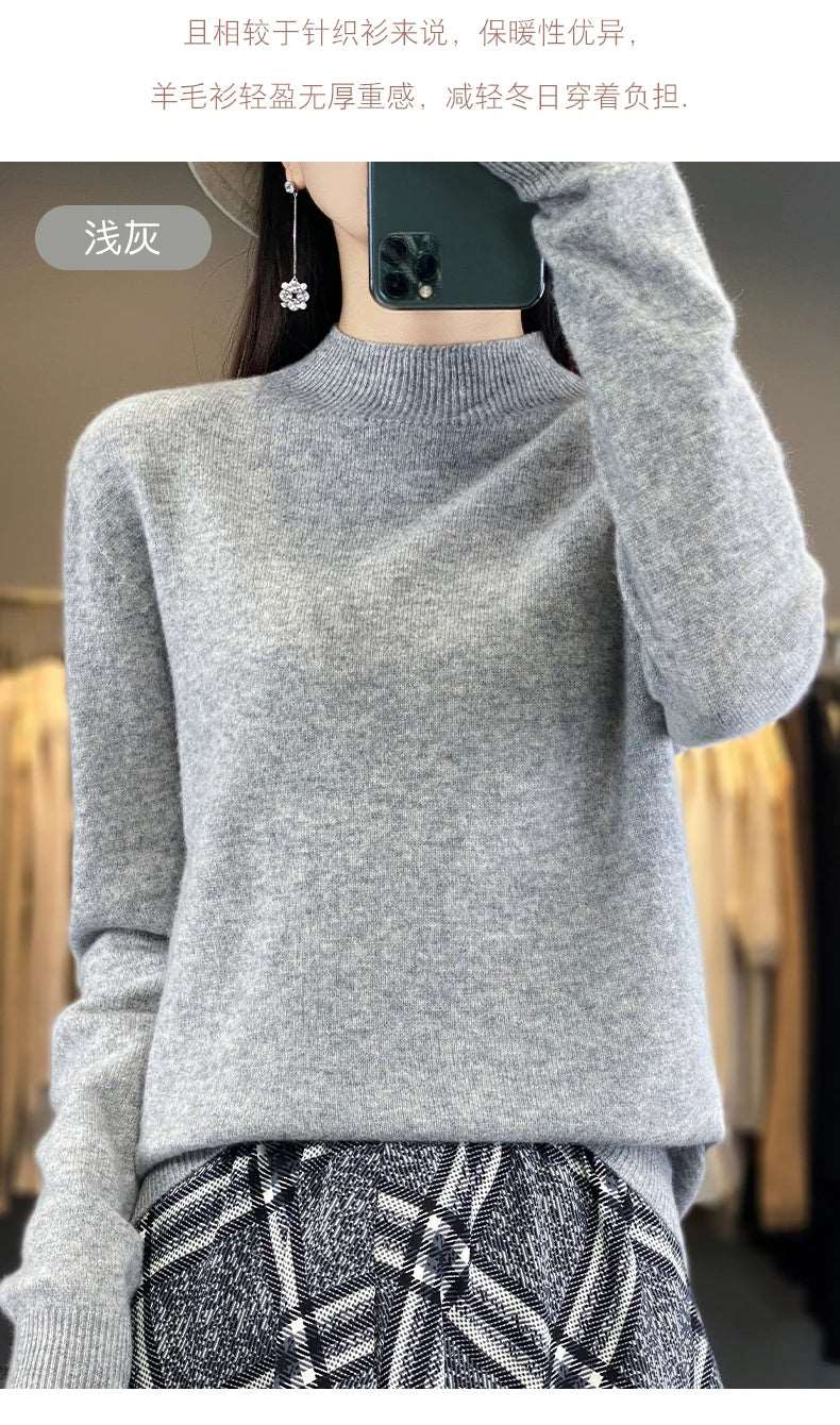 100% Merino Wool Sweater Women Knitwear