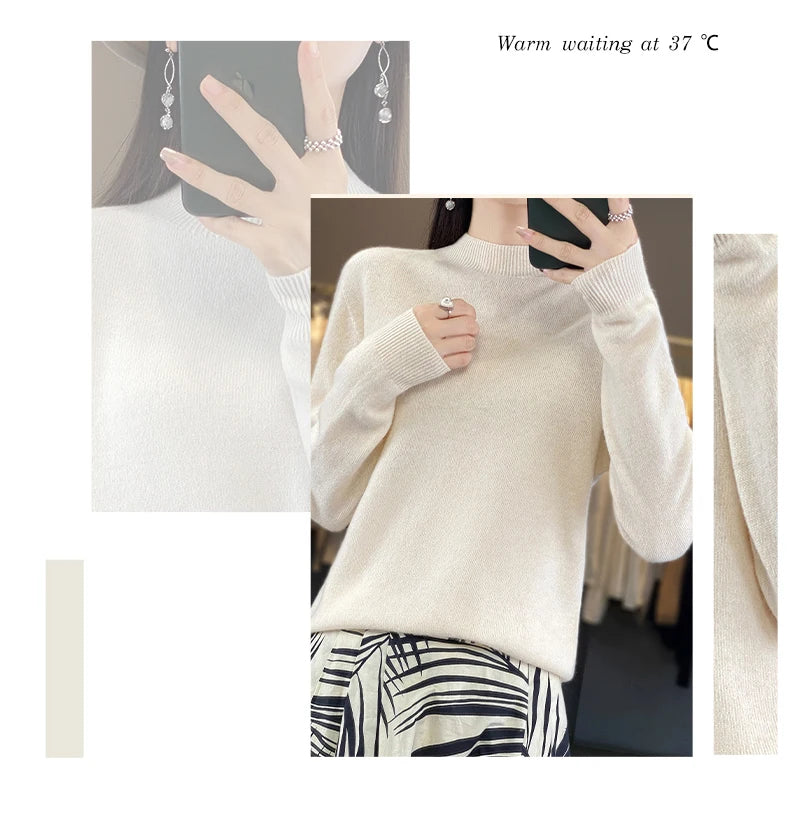 100% Merino Wool Sweater Women Knitwear