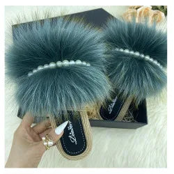 Furry Pom Pom Slipper Sandals