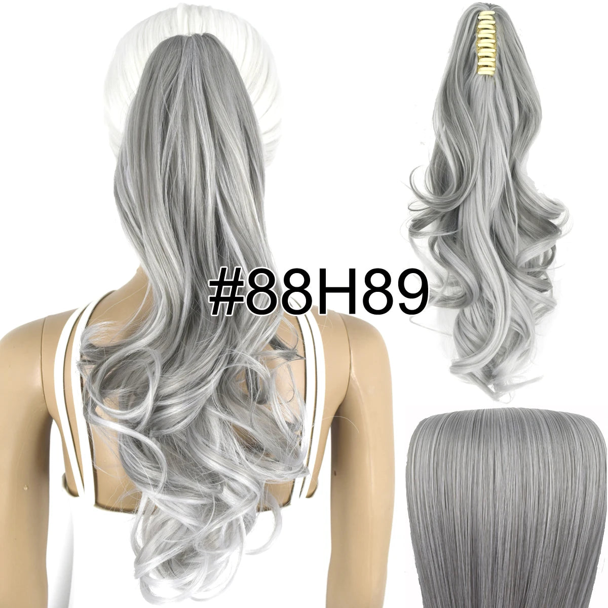 Synthetic Hair Heat Resistant 140gr Wavy Claw Clip in Ponytail hair extensions 88H89 Wavy 18inches