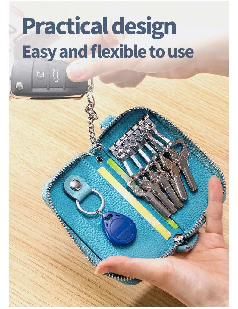 Multifunctional Zipper leather Key Case