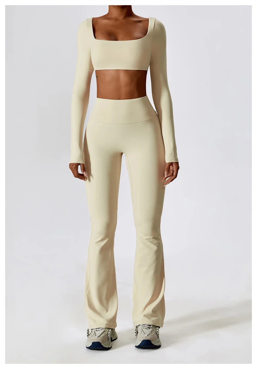 Long Sleeve square neck Workout Gym Top