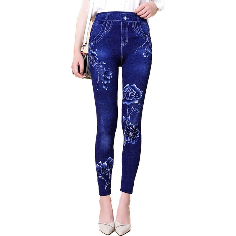 Women Faux Denim Jeans PD442