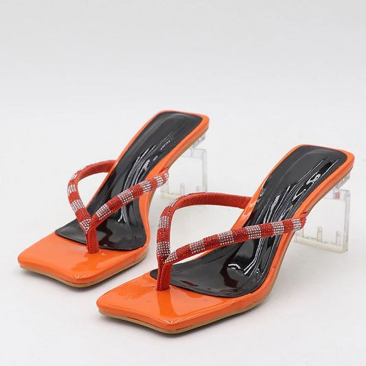 Rhinestone clear high heel Sandals