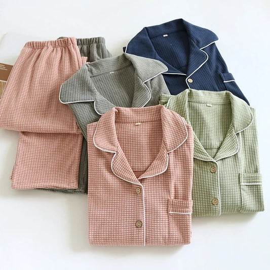 Checkered Long Sleeve Warm Classic pyjamas for couples