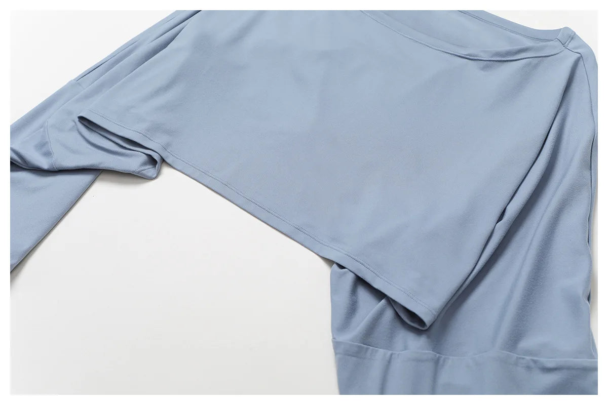 Long Sleeve off Shoulder Bat Sleeve Gym Yoga top