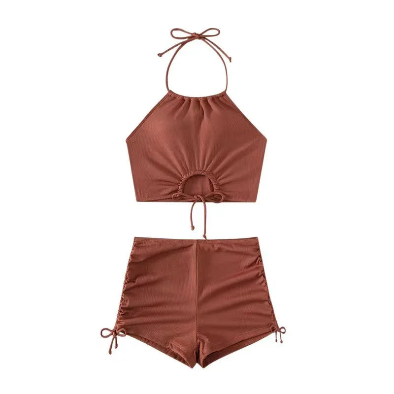 High Neck Two-Piece shorts and top swimsuit set