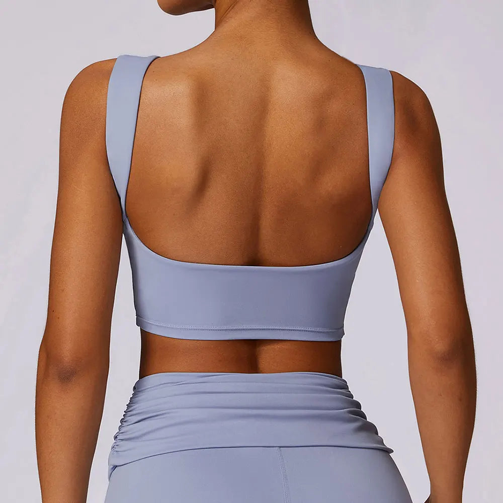 High Strength Shockproof gym workout Crop Top Haze Blue
