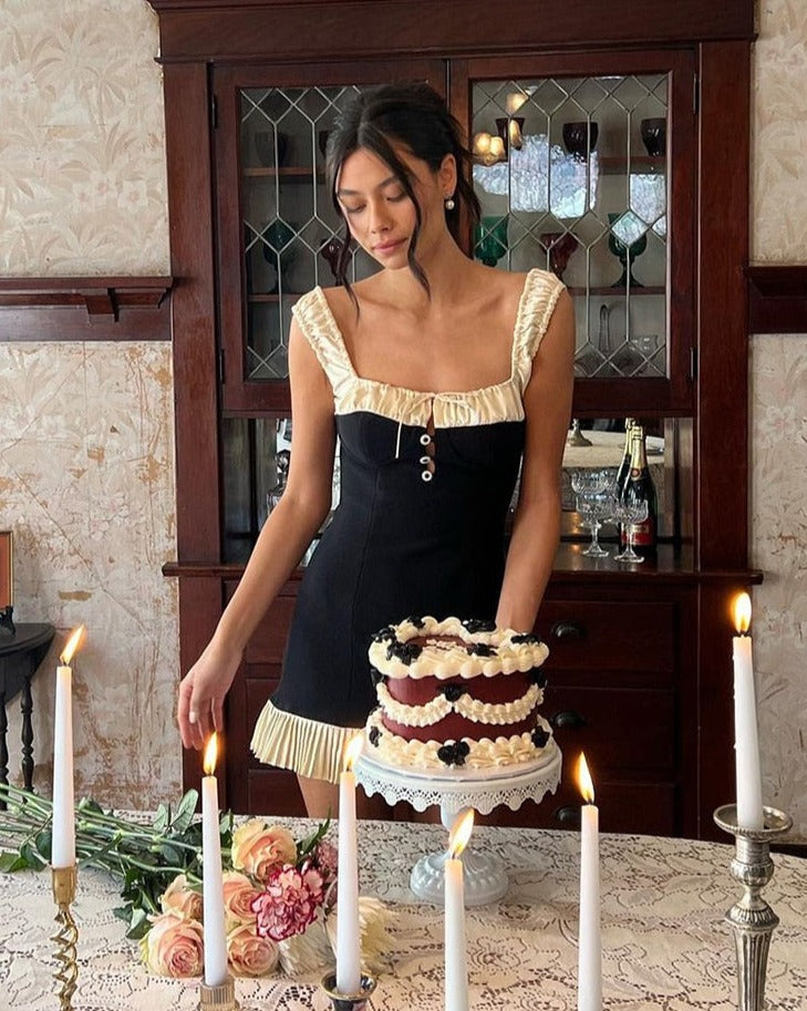 Women's Spaghetti Straps Pleated Mini Dress