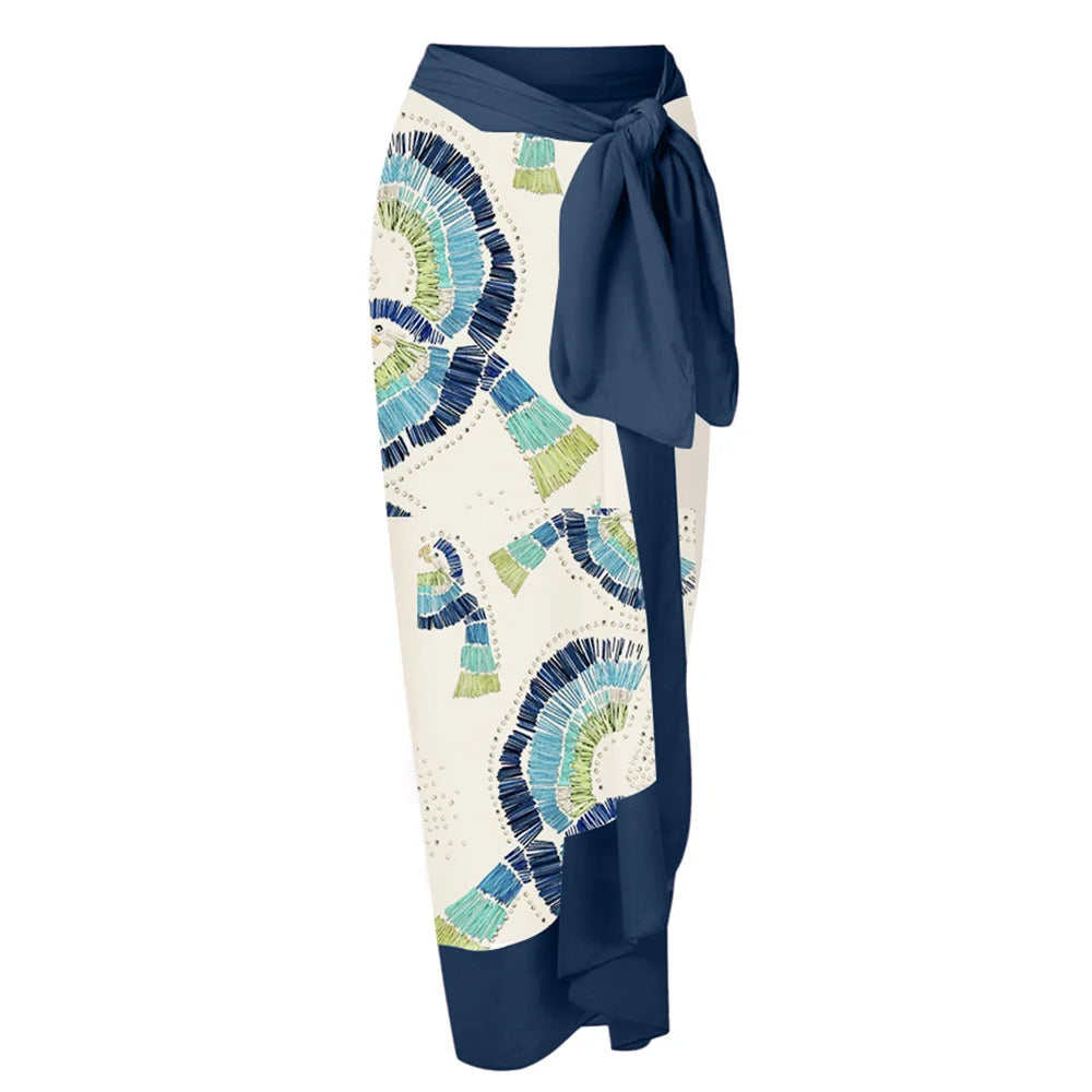 Women Print one piece Swimsuit and skirt 2316skirt 1