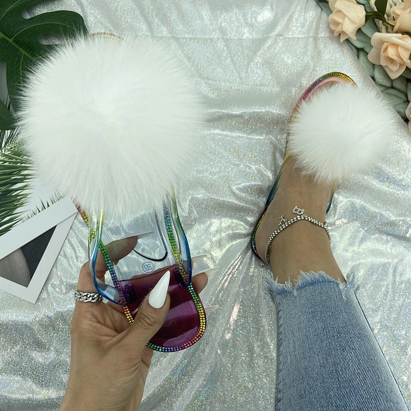 Furry Pom Pom Slipper Sandals