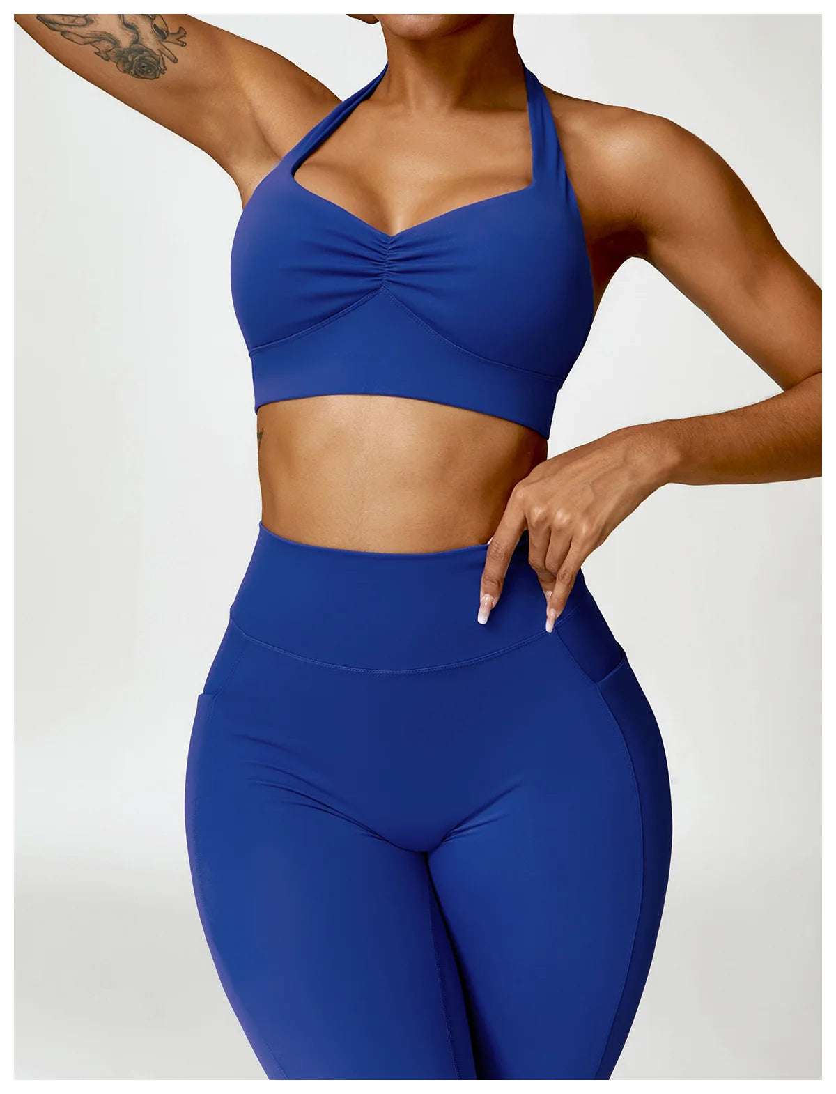 Halter neck push up ruched Sports Bra