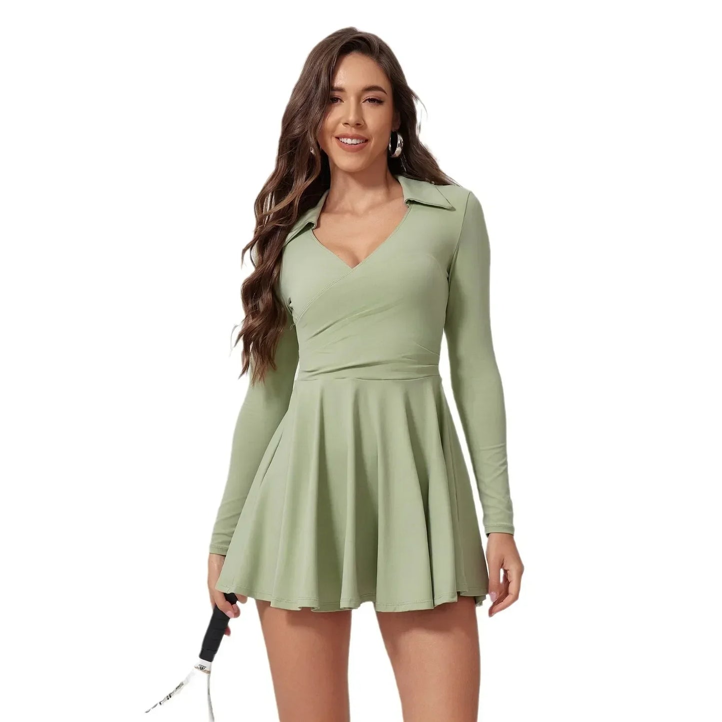 Tennis Sports Fitness Golf Badminton Long-Sleeved pleated dress