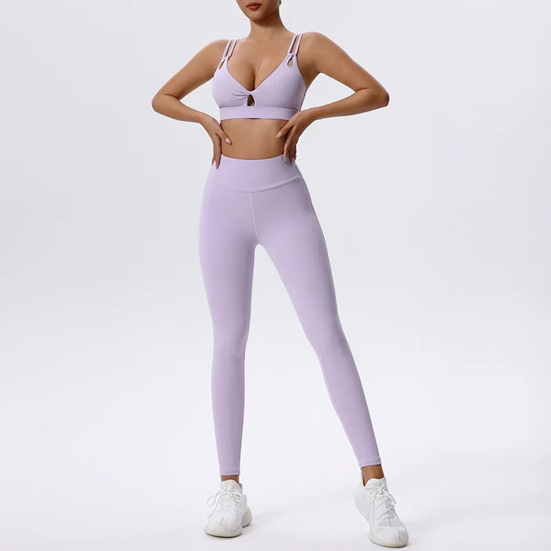 2 piece Yoga Sportswear Bra & Leggings Set Purple pants set