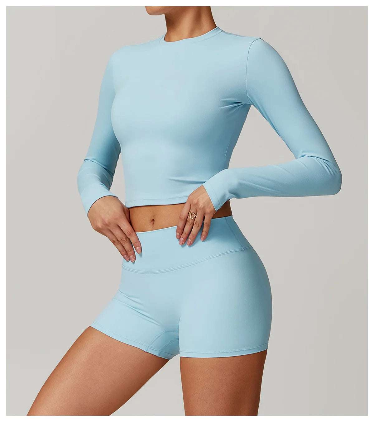 Long Sleeved Quick Dry round neck High Elastic Pilates Workout top