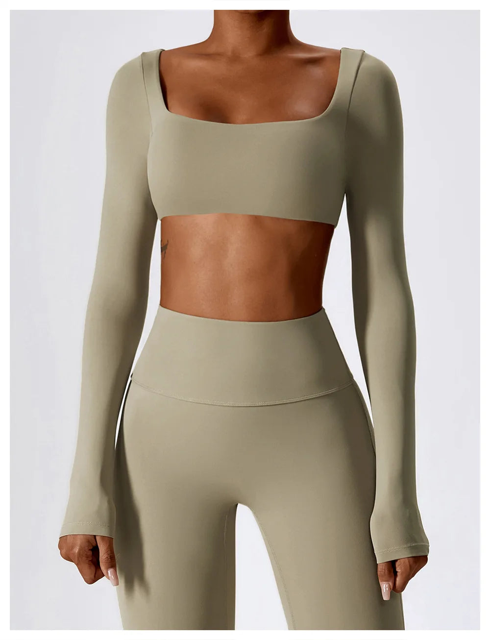 Long Sleeve square neck Workout Gym Top