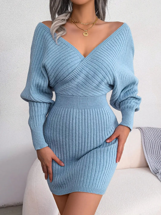 Women Fashion Knitted Wrap Dress