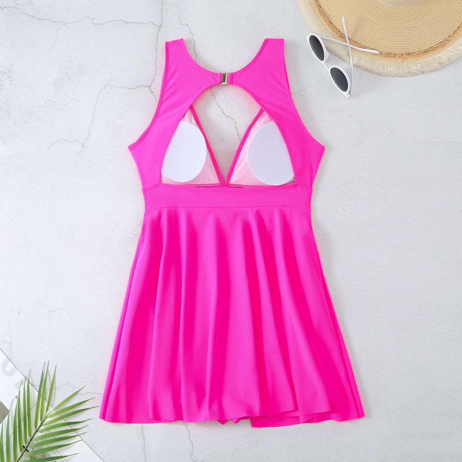 Ruffle plunge One Piece skirt dress Swimsuit