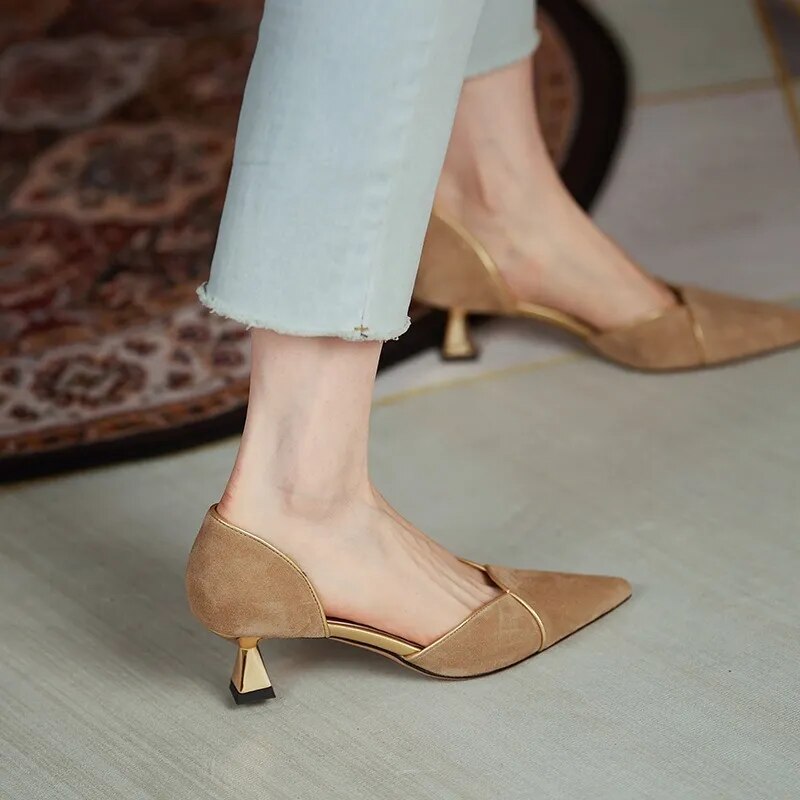 Women pointed toe Low kitten heel Shoes