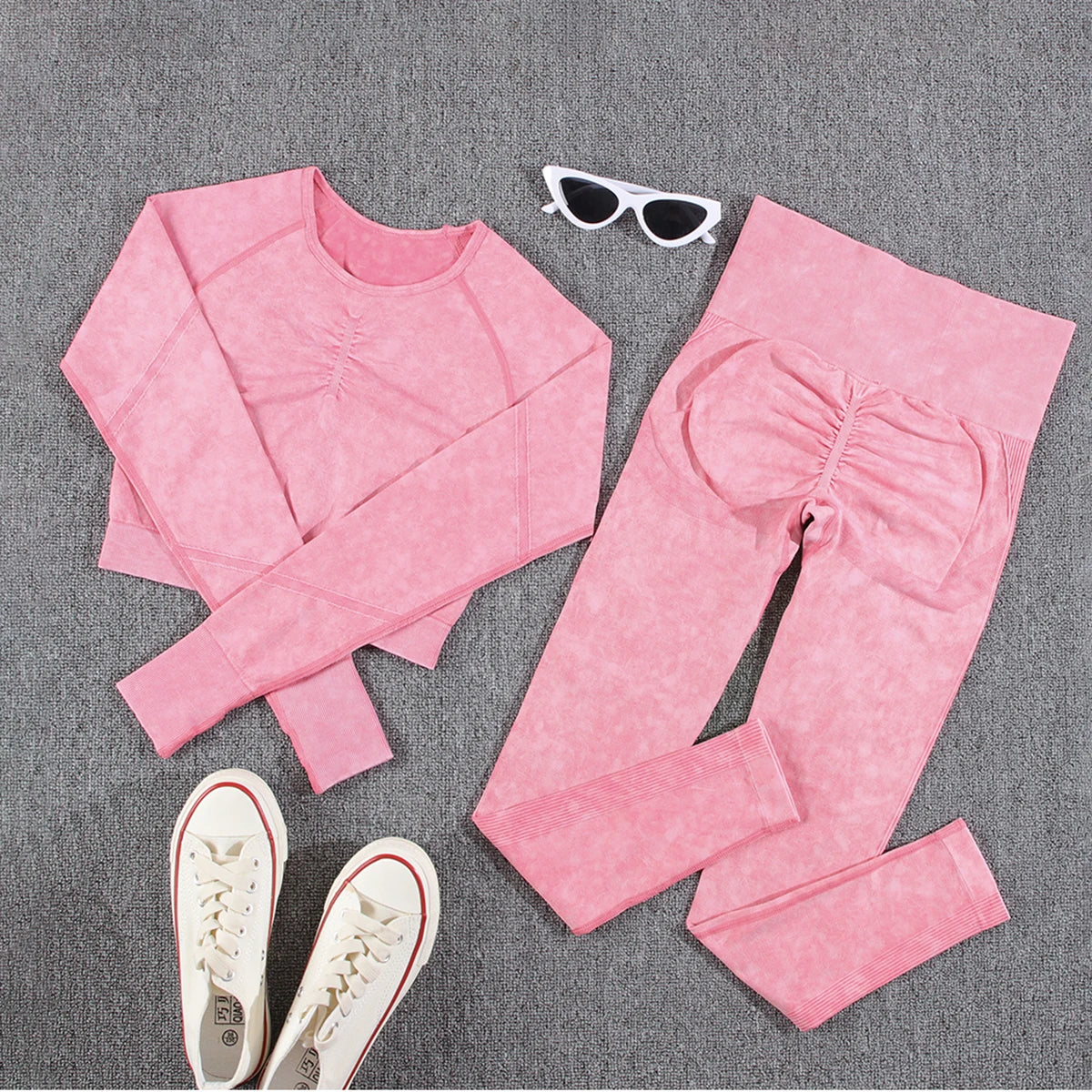 2 piece Gym Workout Yoga seamless high waist Set