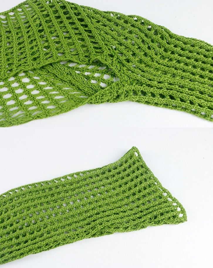 Summer Green Long Sleeve Smock Knitted Crop Top