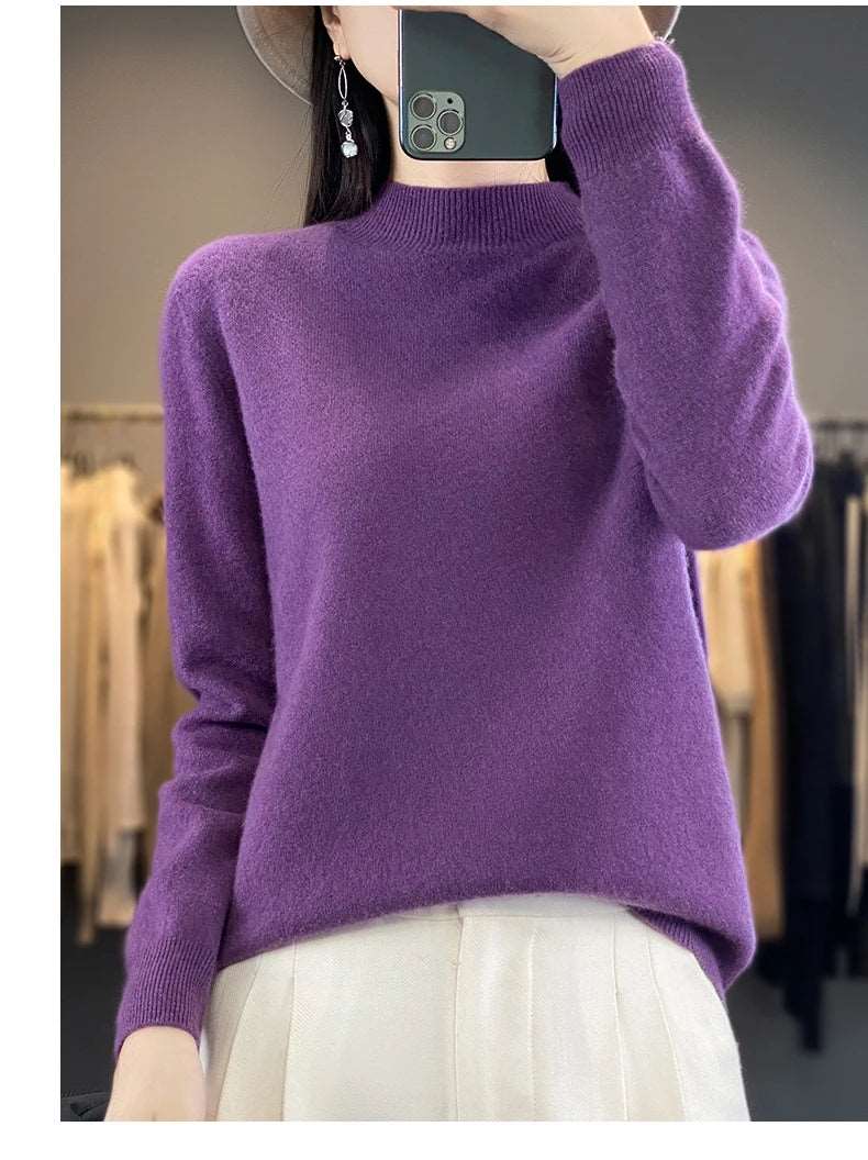 100% Merino Wool Sweater Women Knitwear