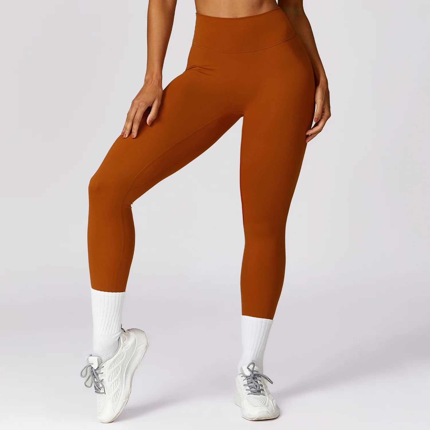 High Waist Push Up Scrunch Butt gym leggings Caramel brown
